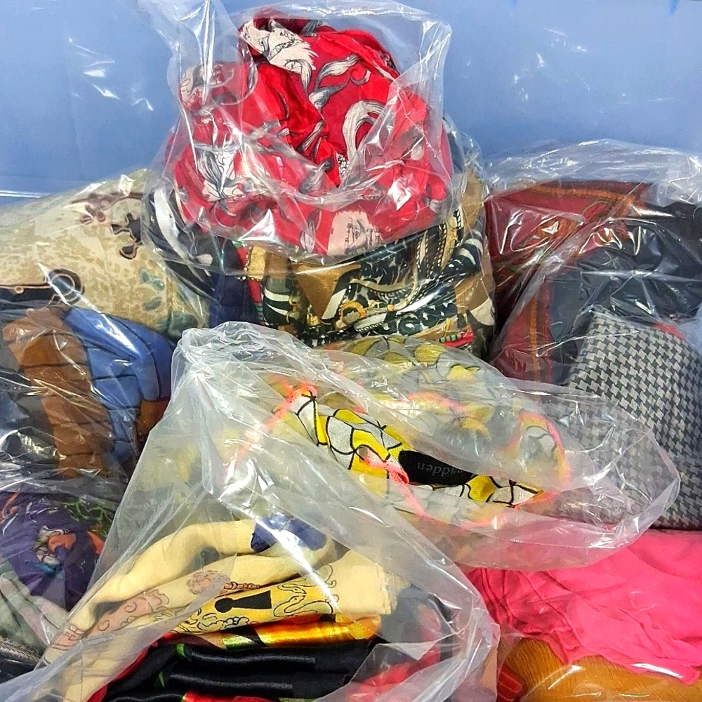 Mystery Box of 7 Vintage Scarfs,  Diff.Designs, Styles, Lengths READ DESCRIPTION